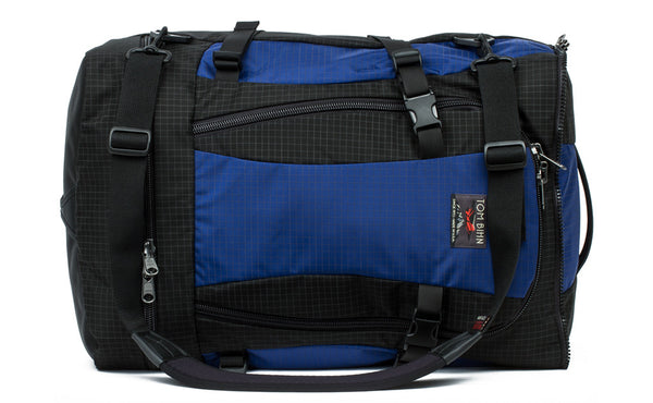 The main bag of the Hero's Journey in Nordic (blue with grey grid) 400 Halcyon.